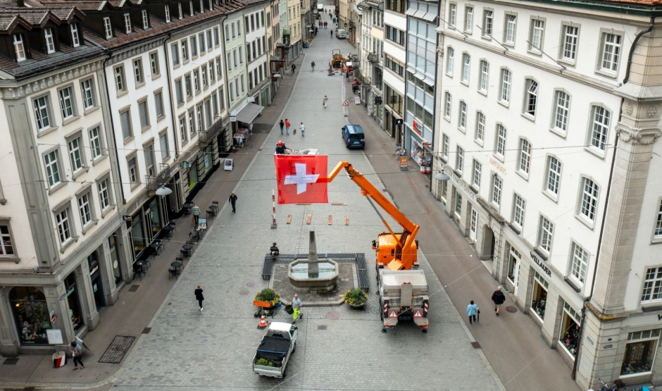 St&auml;dtekreuz von St.Gallen in der Marktgasse